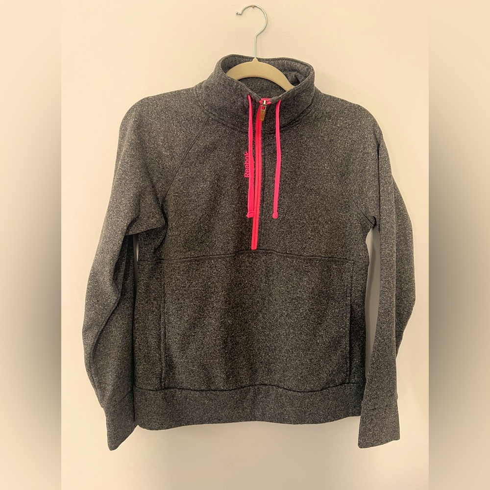 Reebok Women's 1/2 Zip Heather 
Grey with Pink